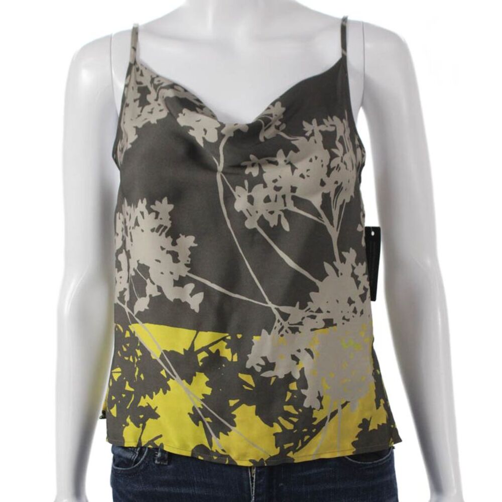 Theo Women Camisole Floral Cowl Neck Multicolor Rayon Sleeveless Size XS